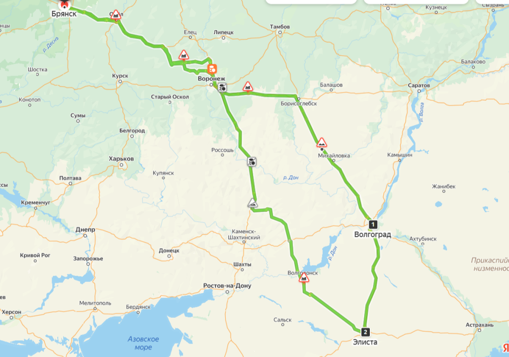 Волгоград-Элиста на карте