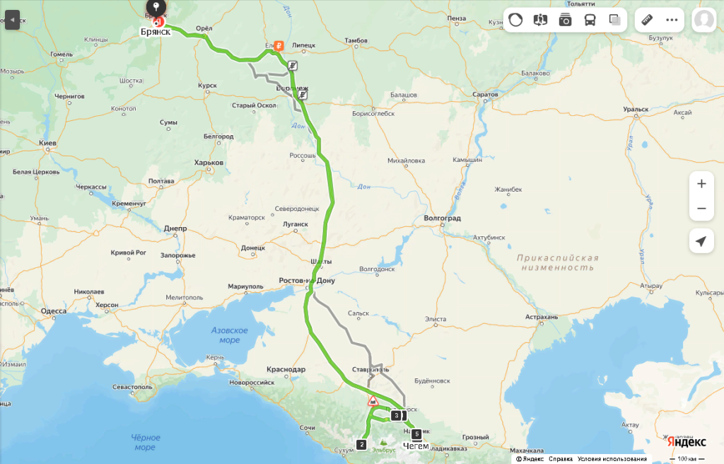 Каникулы на Кавказе на карте