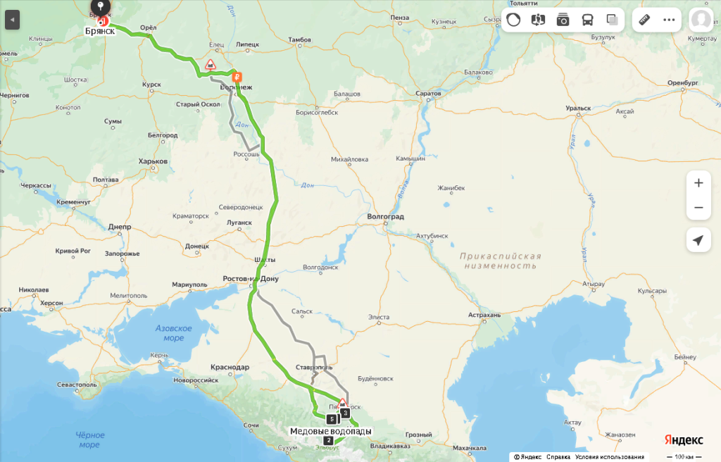 КавМинВоды+Эльбрус на карте